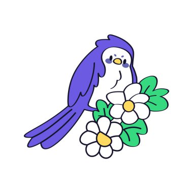 İzole edilmiş şirin ve renkli kuş vektörü