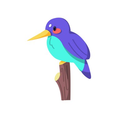Dal vektöründe izole edilmiş şirin bir kuş