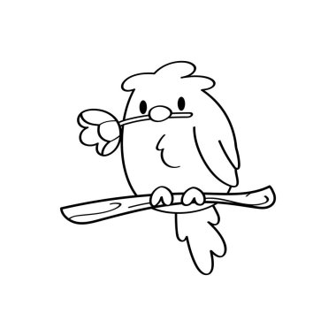 Dal vektöründe izole edilmiş şirin bir kuş