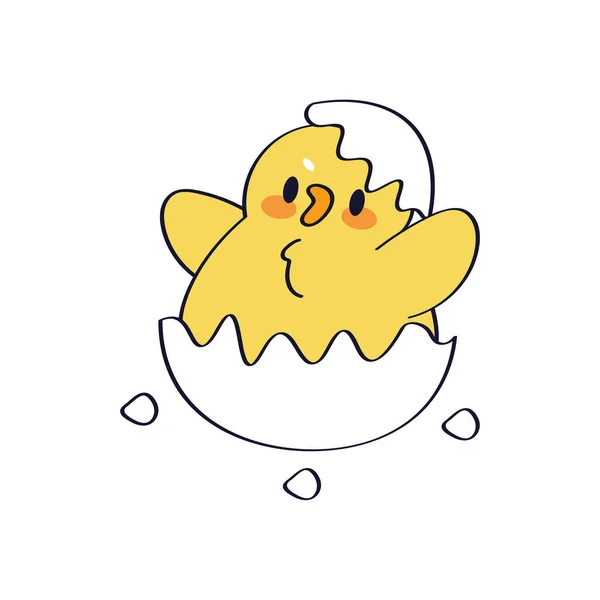 Oiseau heureux isolé sortant d'un vecteur d'œufs — Image vectorielle