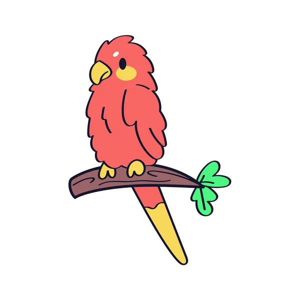 Aislado lindo pájaro en una rama Vector — Vector de stock