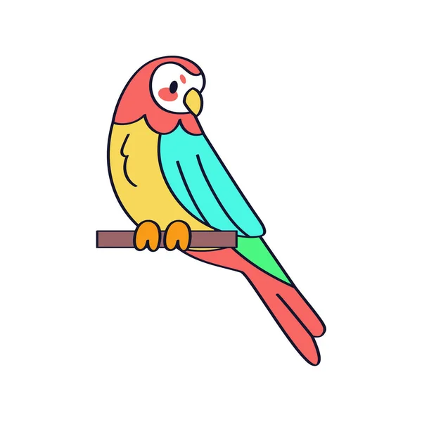 Izolovaný roztomilý pták na větvi vektoru — Stockový vektor