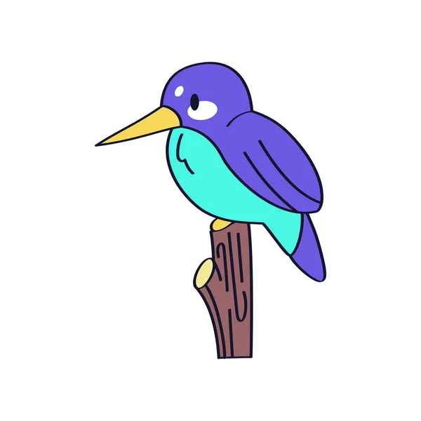 Aislado lindo pájaro en una rama Vector — Archivo Imágenes Vectoriales