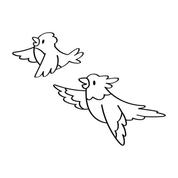 Pair of cute birds flying around Vector — Vettoriale Stock