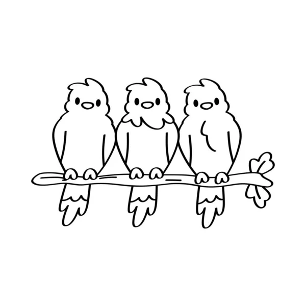 Aranyos madarak elszigetelt csoportja az ági vektoron — Stock Vector