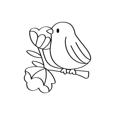 Dal vektöründe izole edilmiş şirin bir kuş