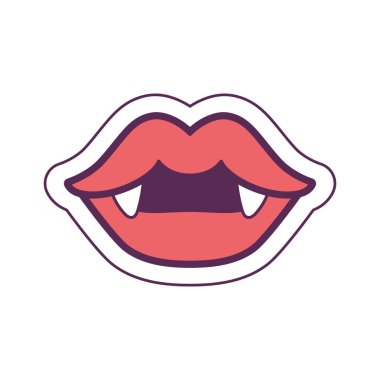 Sivri dişli şirin Cadılar Bayramı dudakları