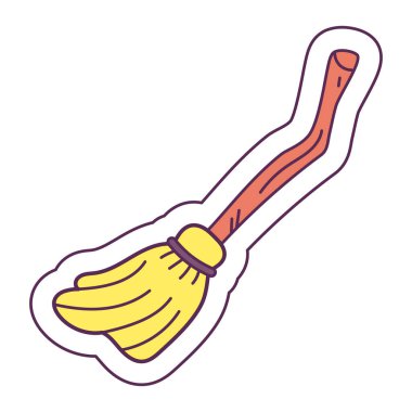 İzole edilmiş şirin cadılar bayramı cadı süpürgesi simgesi taşıyıcısı