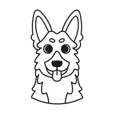 Alman çoban köpeğinin izole edilmiş sevimli avatarı.