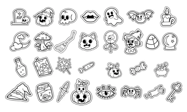 Set di diverse icone di Halloween carino Vettore — Vettoriale Stock