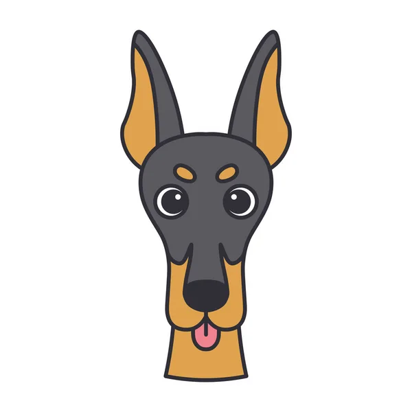 Avatar mignon isolé d'un chien doberman pinscher race Vector — Image vectorielle