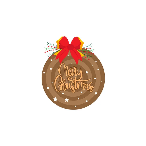 Isolated merry christmas shiny label Vector — Stock Vector