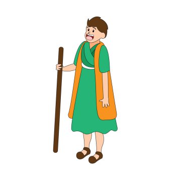 İzole edilmiş mutlu çoban doğumu karakteri taşıyıcı.