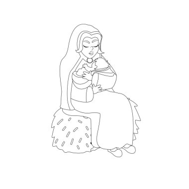 Bakire Meryem ve bebek İsa Noel karakteri Vektör