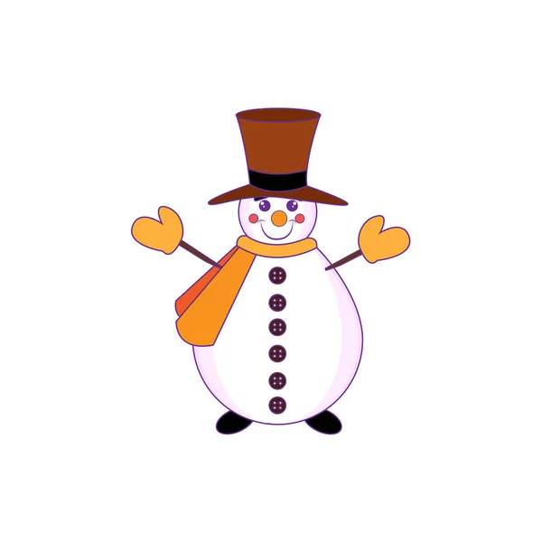 Boneco de neve isolado com chapéu e cachecol Vector —  Vetores de Stock
