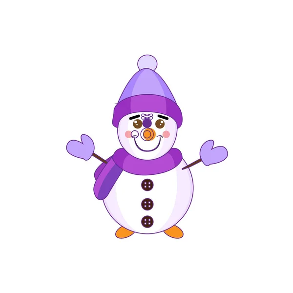 Isolated snowman with hat and scarf Vector — Stock Vector