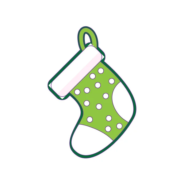 Isolated decorated santa gift boot Vector — 스톡 벡터