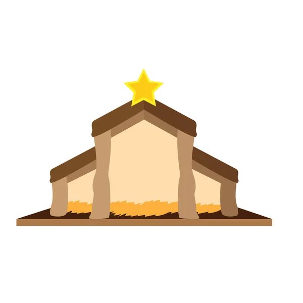 Hoz de Navidad aislada con Vector de Natividad estrella — Vector de stock