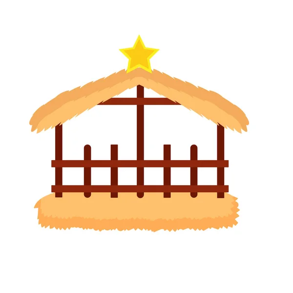 Hoz de Navidad aislada con Vector de Natividad estrella — Vector de stock