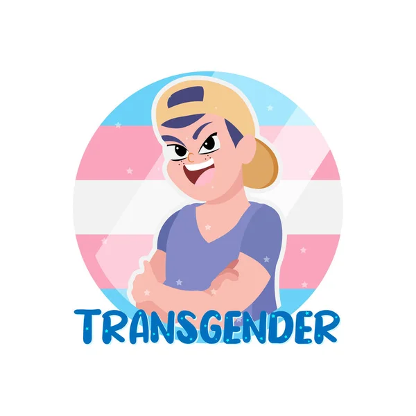 Isolated happy transgender person Vector — Stockvektor