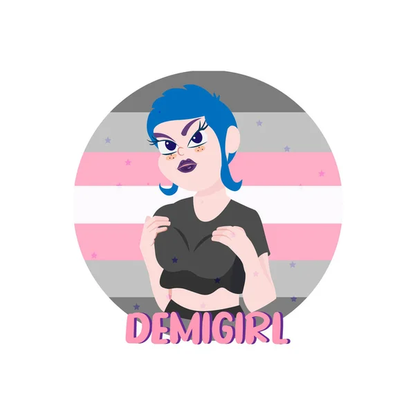 Persona aislada demigirl enojado Vector — Archivo Imágenes Vectoriales