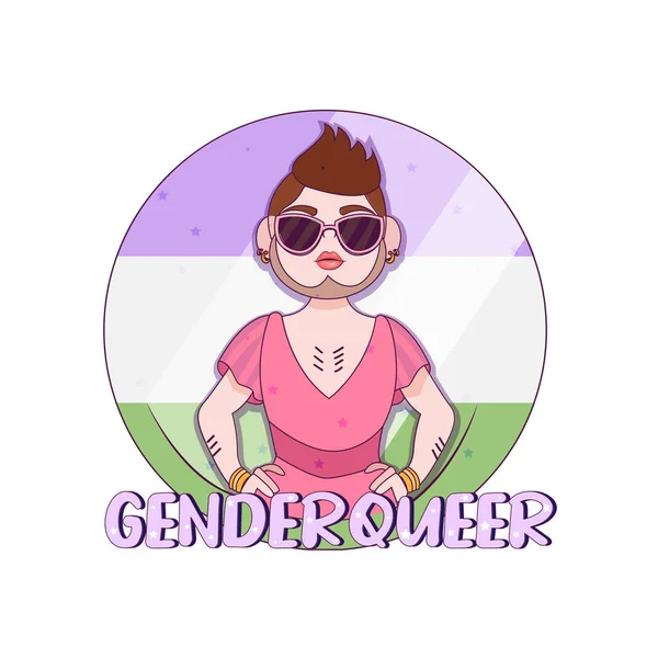 Aislado feliz genderqueer persona Vector — Vector de stock