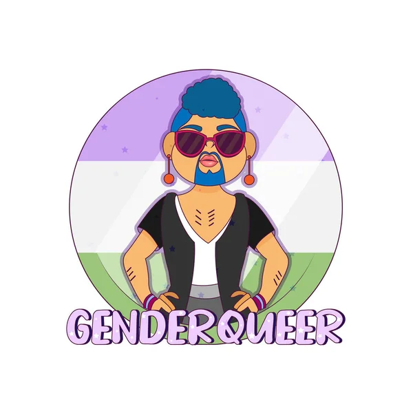 Isolated happy genderqueer person Vector — Stockvektor