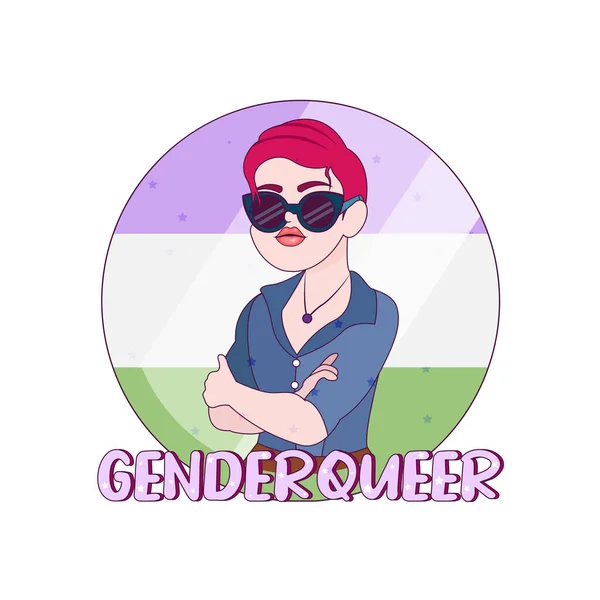 Isolato felice genderqueer persona vettoriale — Vettoriale Stock