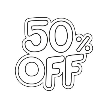 Mağaza dışı 50 izole edilmiş çizim vektör illüstrasyonu