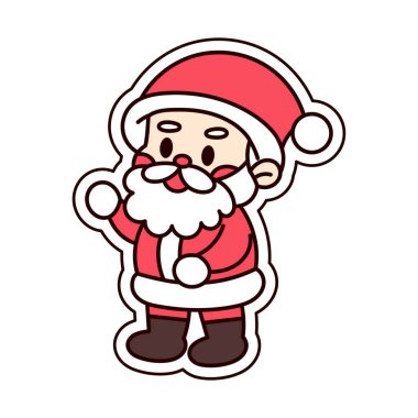 İzole edilmiş Aziz Clauss Noel çıkartması çizimi