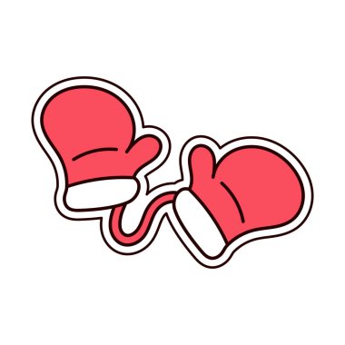 İzole edilmiş eldivenler Noel çıkartması çizimleri