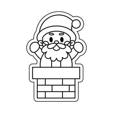 İzole edilmiş Aziz Clauss Noel çıkartması çizimi