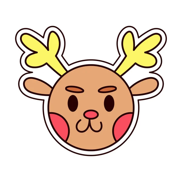 Isolated reindeer christmas sticker illustration —  Vetores de Stock