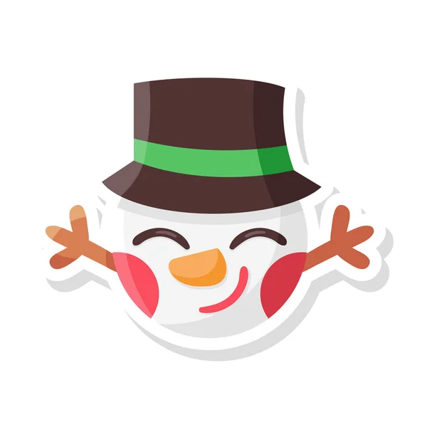 Isolated snowman christmas sticker illustration — Stock Vector
