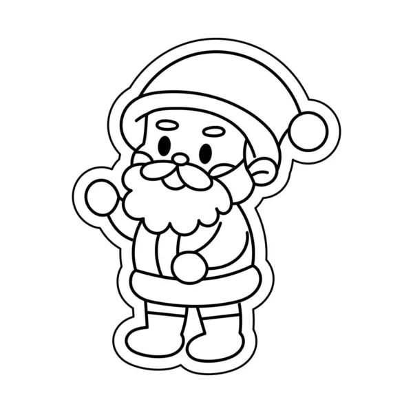 Ilustración aislada de la etiqueta engomada de Navidad del dibujo de st clauss — Archivo Imágenes Vectoriales