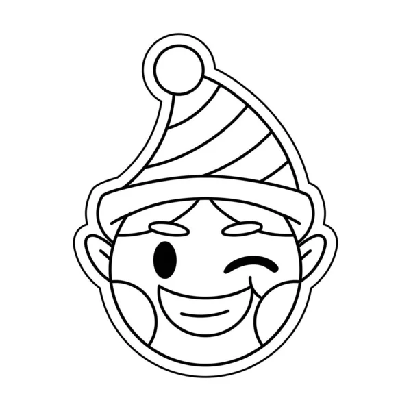 Isolated elf draw christmas sticker illustration — Stock vektor