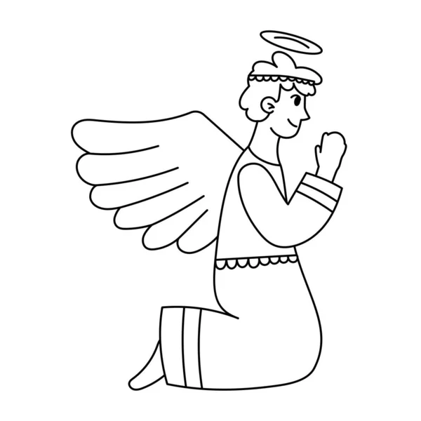 Geïsoleerde engel tekening vector illustratie — Stockvector