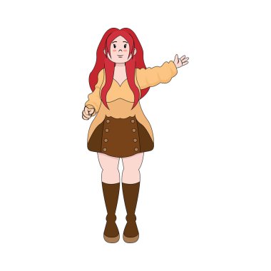 İzole edilmiş mutlu genç kadın, Vector.