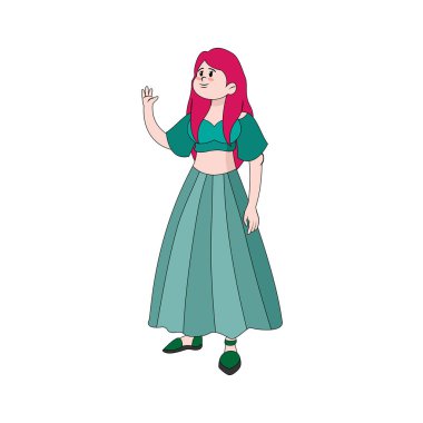 İzole edilmiş mutlu genç kadın, Vector.