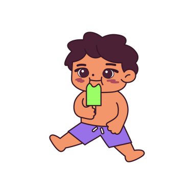 İzole edilmiş çocuk dondurma plaj vektör çizimi