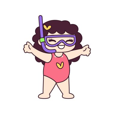 İzole edilmiş kız plaj vektör çizimi yapıyor.