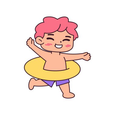 İzole çocuk fok balığı plaj vektör çizimi