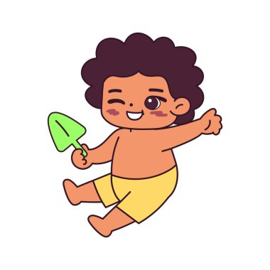 İzole edilmiş kız plaj vektör çizimi yapıyor.