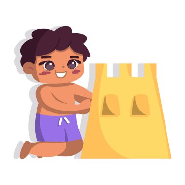 İzole çocuk şatosu plaj vektör çizimi