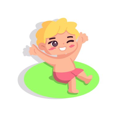 İzole çocuk fok balığı plaj vektör çizimi