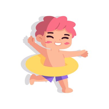 İzole çocuk fok balığı plaj vektör çizimi