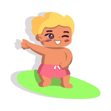 İzole edilmiş çocuk plaj vektör çizimi yapıyor.