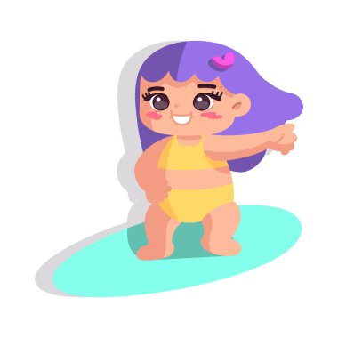 İzole edilmiş kız plaj vektör çizimi yapıyor.