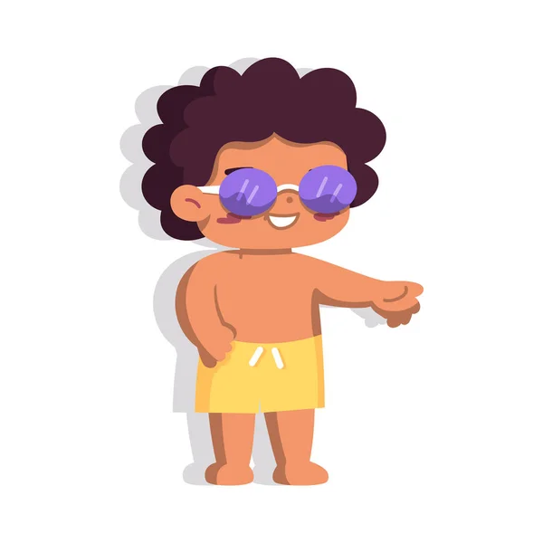 Isolado menino óculos praia vetor ilustração — Vetor de Stock
