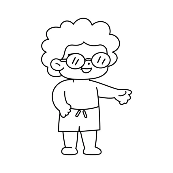 Isolerade pojke glasögon strand rita vektor illustration — Stock vektor